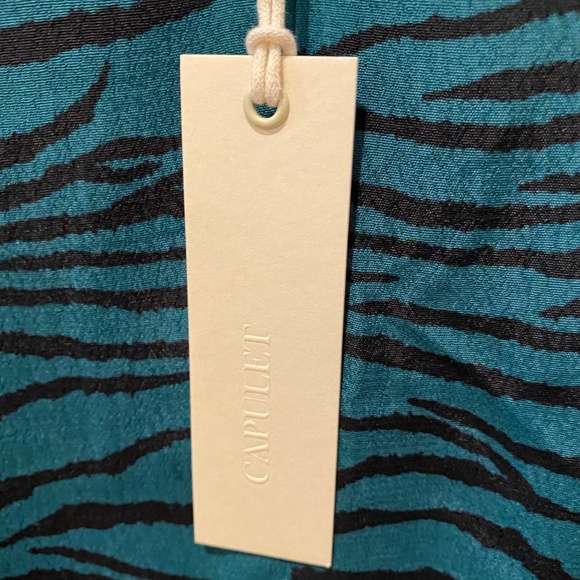 Capulet Sierra Ruched Mini Dress Jade Tiger Print Large NWT - Picture 7 of 7